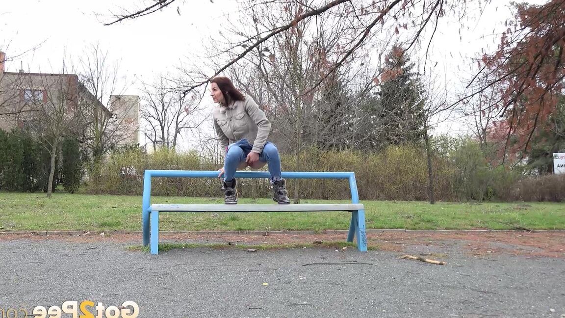 15P Public pissing for brunette babe Victoria Daniels