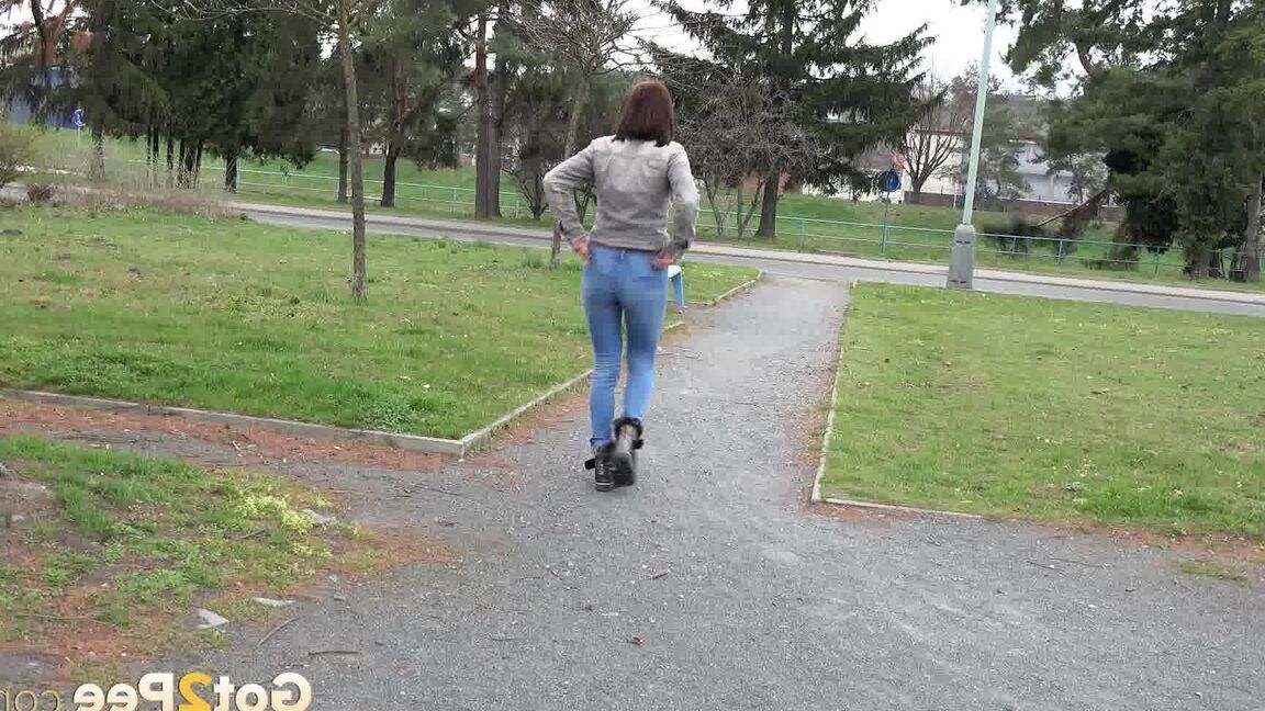 15P Public pissing for brunette babe Victoria Daniels