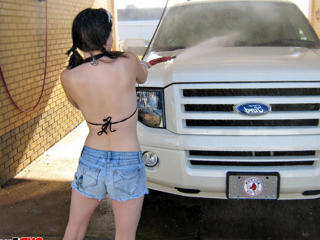 12P Avery pulls her bikini top aside and flashes her perky tit for all to see