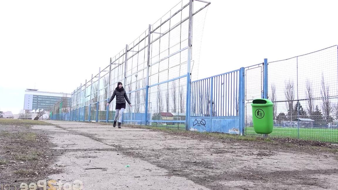 15P Hot babe Mistika squats and pees outside