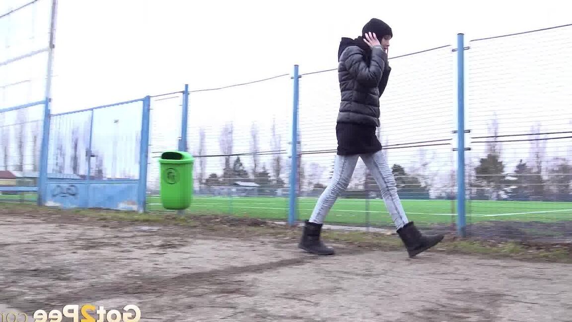 15P Hot babe Mistika squats and pees outside