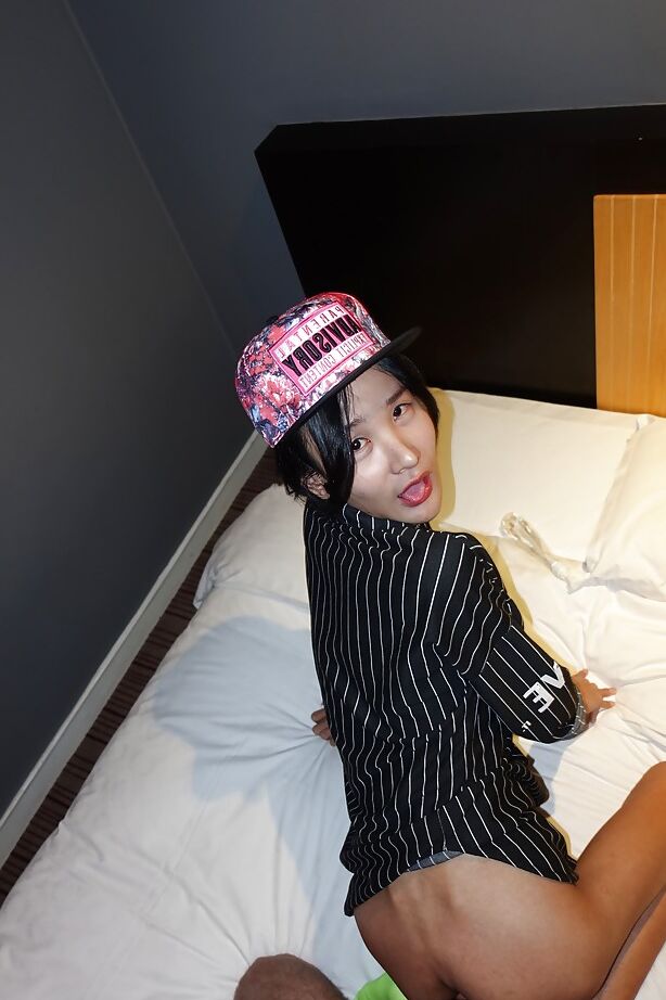 16P Thin Asian ladyboy Cara crossing swords with man and taking cumshot on cock