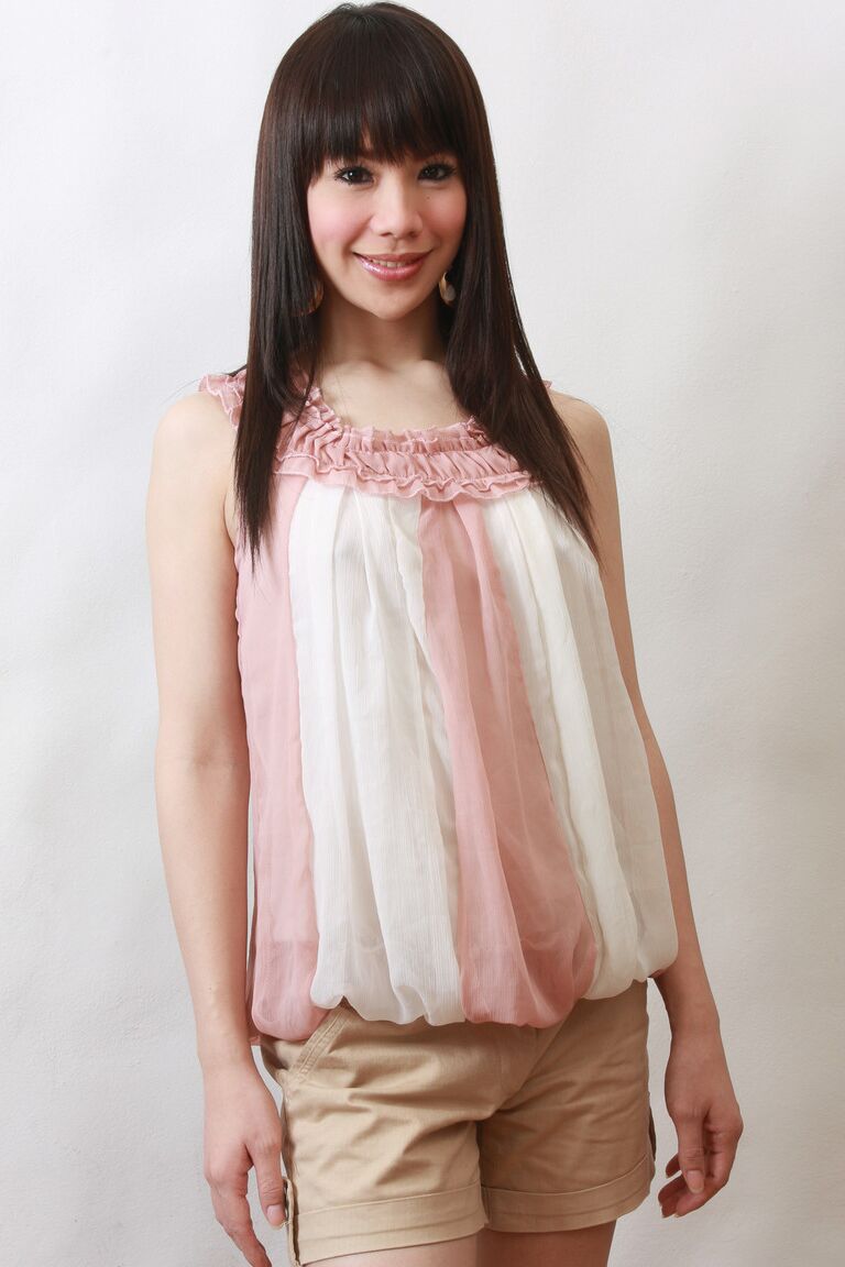 17P Tiny Asian shemale in red fishnet stockings Tai plays with her small dick