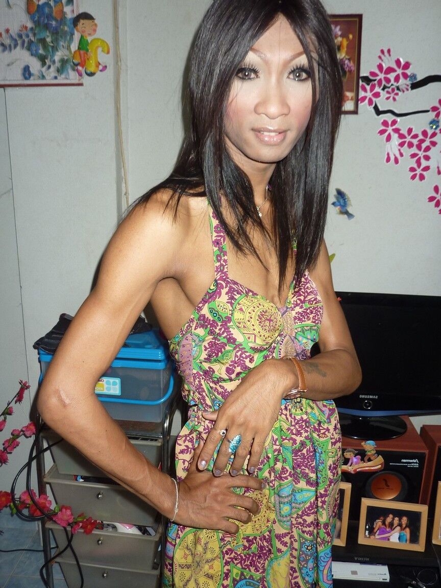 17P Skinny Asian shemale named simply A strips down and shows off nice dick