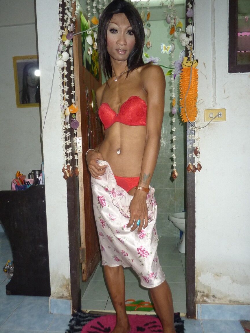 17P Skinny Asian shemale named simply A strips down and shows off nice dick