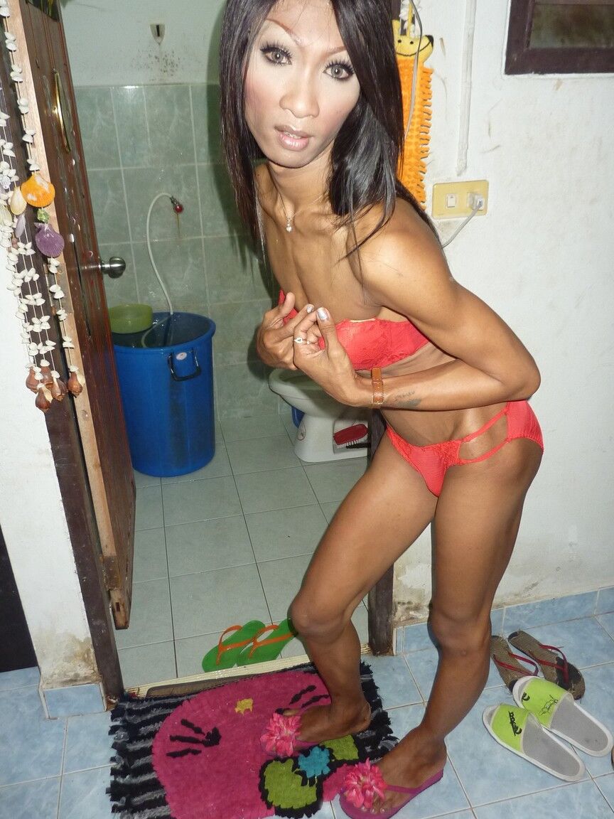 17P Skinny Asian shemale named simply A strips down and shows off nice dick