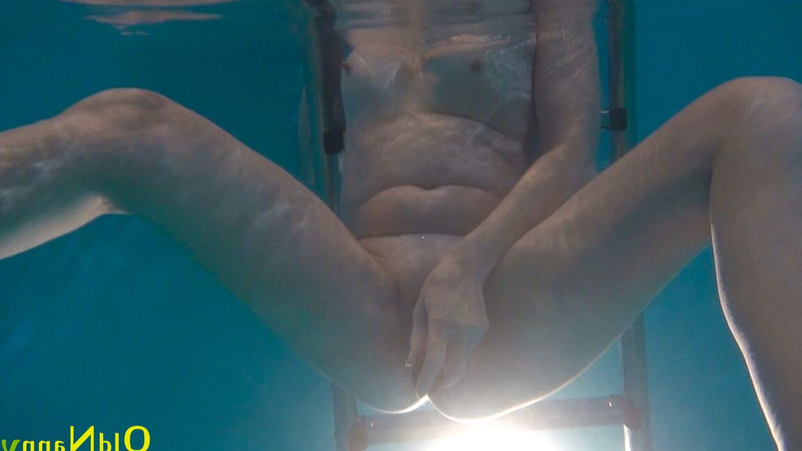 21P Horny granny Jitka masturbating in the pool during a nude swim session
