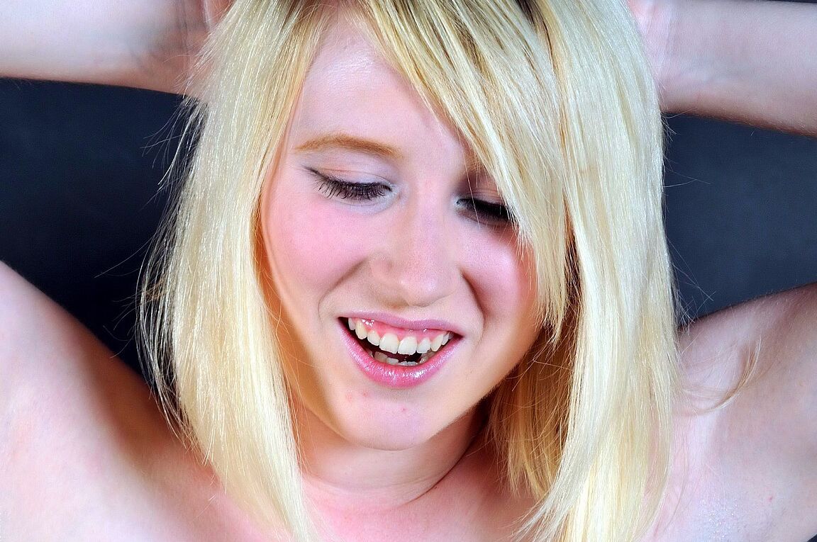 16P Blonde girl is made up like a clown during humiliating lezdom play