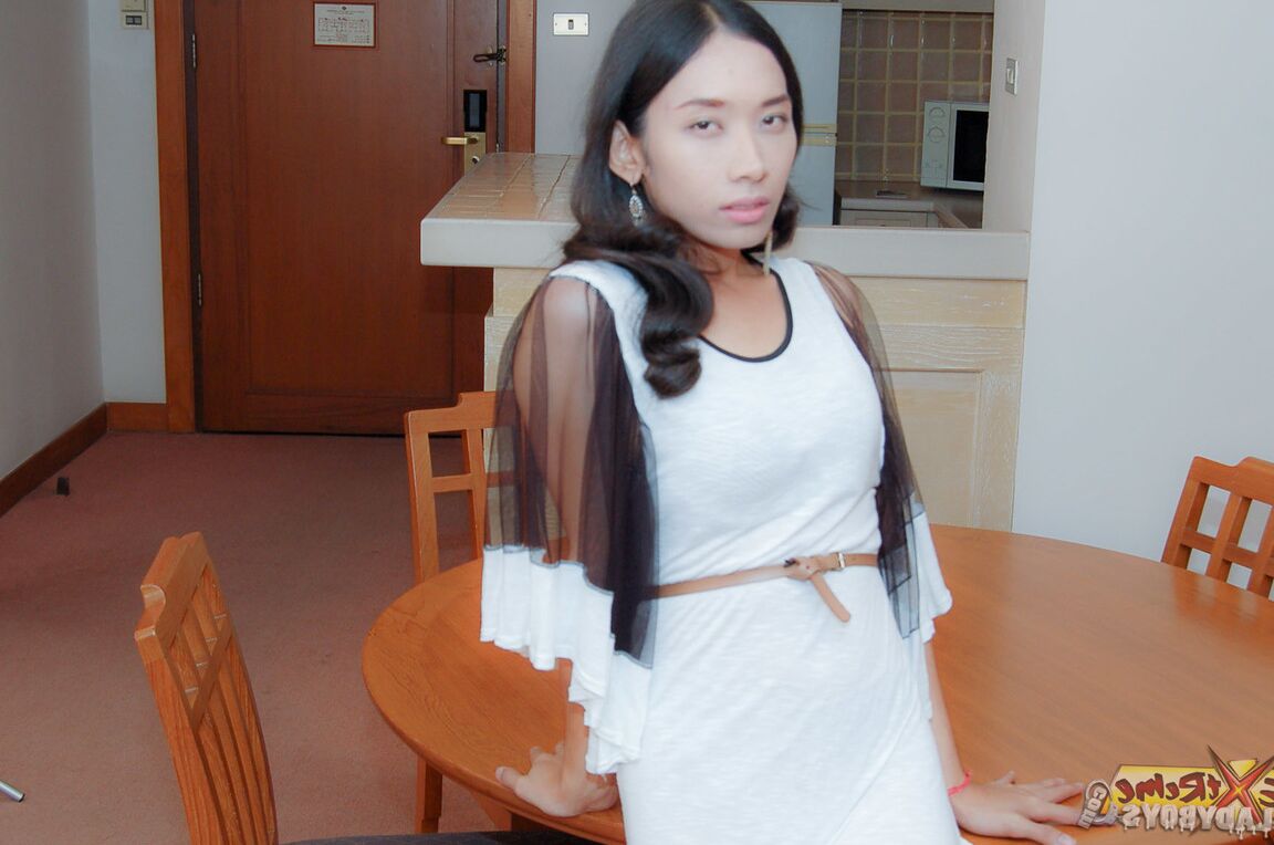 21P Tiny Asian ladyboy Jenni sucks a fat dick and gets her butthole screwed