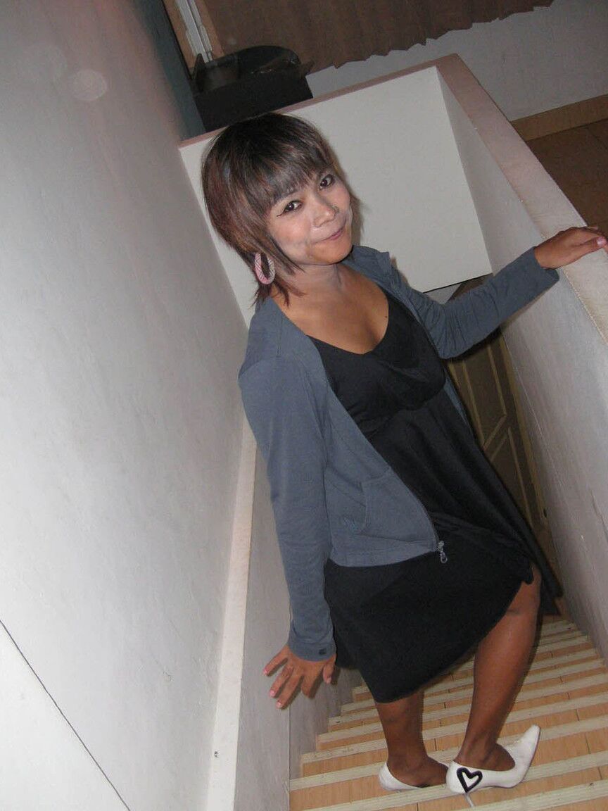 17P Ladyboy modesta juega con una polla y le hace una mamada a un camarógrafo blanco