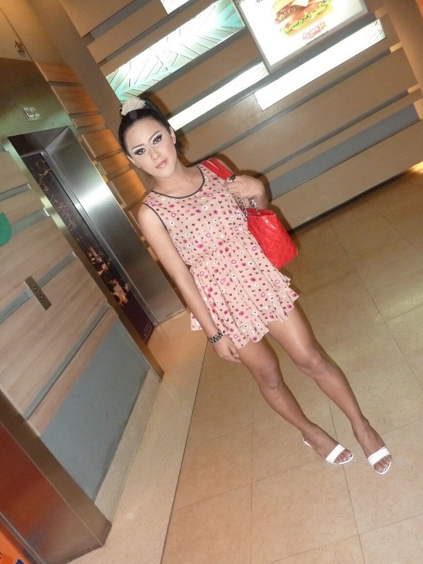 17P Süßer brünetter Ladyboy New zeigt ihren Arsch und Schwanz in einer öffentlichen Toilette