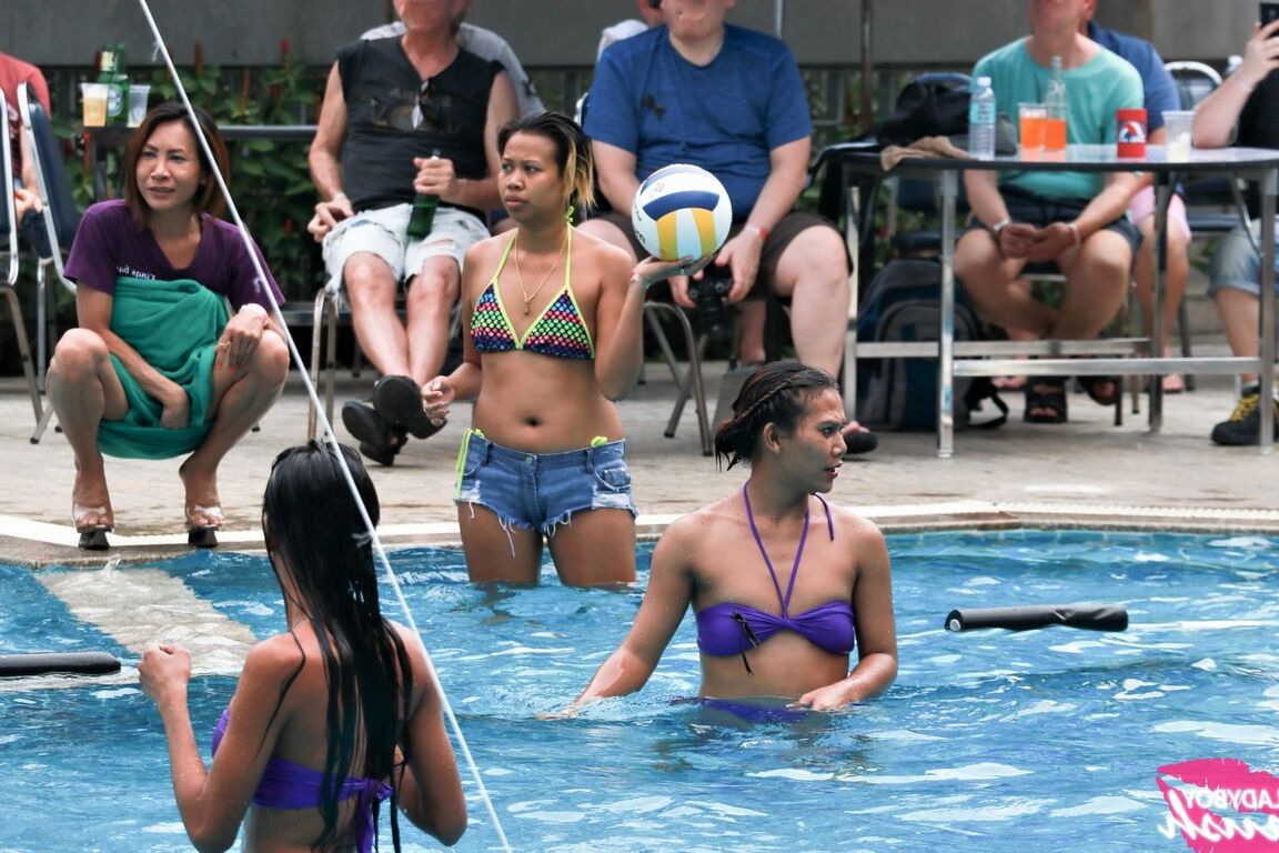 17P Ladyboys have a game of pool volleyball prior to awards banquet
