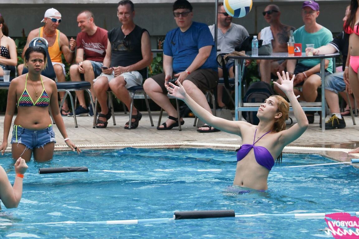 17P Ladyboys have a game of pool volleyball prior to awards banquet