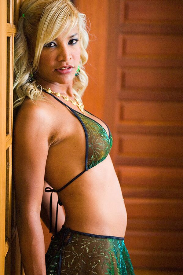 Lingerie Ladyboy Dourada Verde 16P