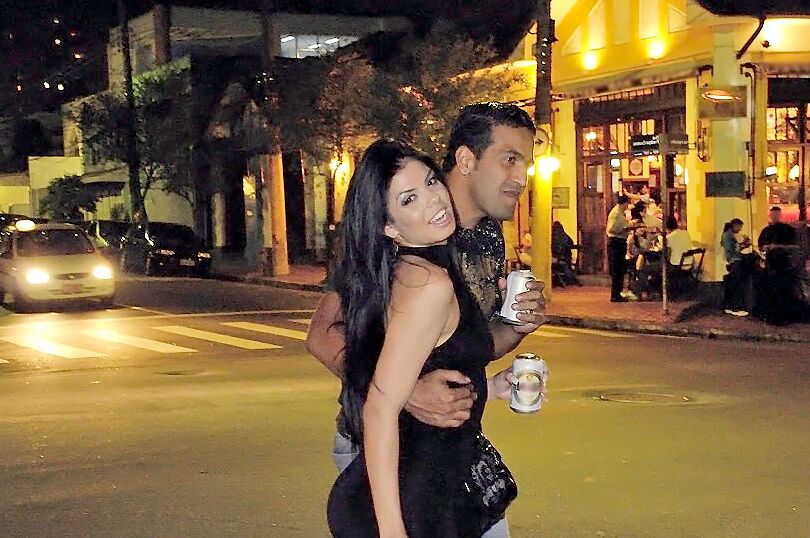 12P Hot Latina in a little black dress gets picked up for a one night stand