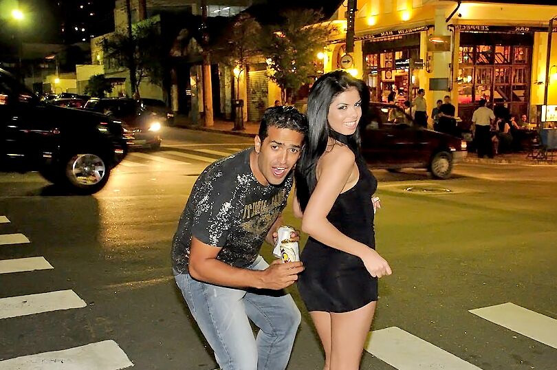 12P Hot Latina in a little black dress gets picked up for a one night stand