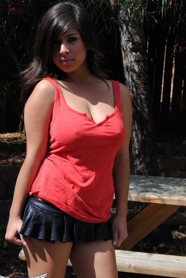 12P Latina with perfect natural tits Layla Rose getting dirty in public