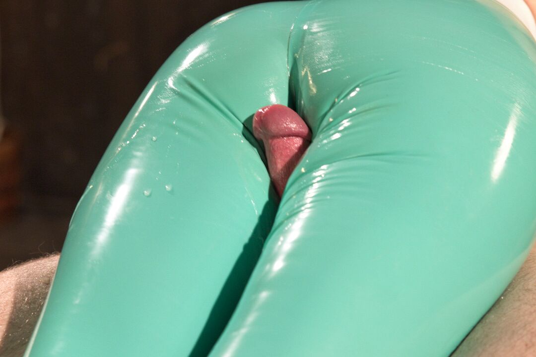 15P Clothed chick Mona Wales tortures a man's dick with the tease of latex pants