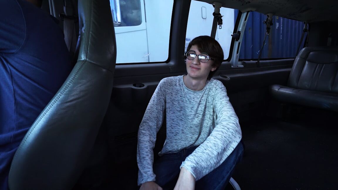 21P Attractive Latina teen Jasmine Vega blows & fucks a nerd's dick in a van