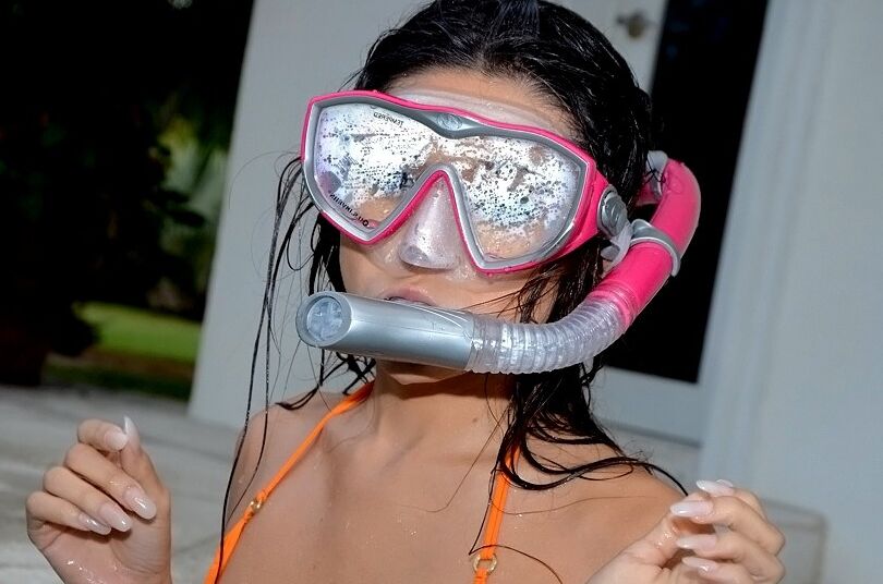 12P Latina sweetie with perky titties and amazing fanny takes off her wet bikini