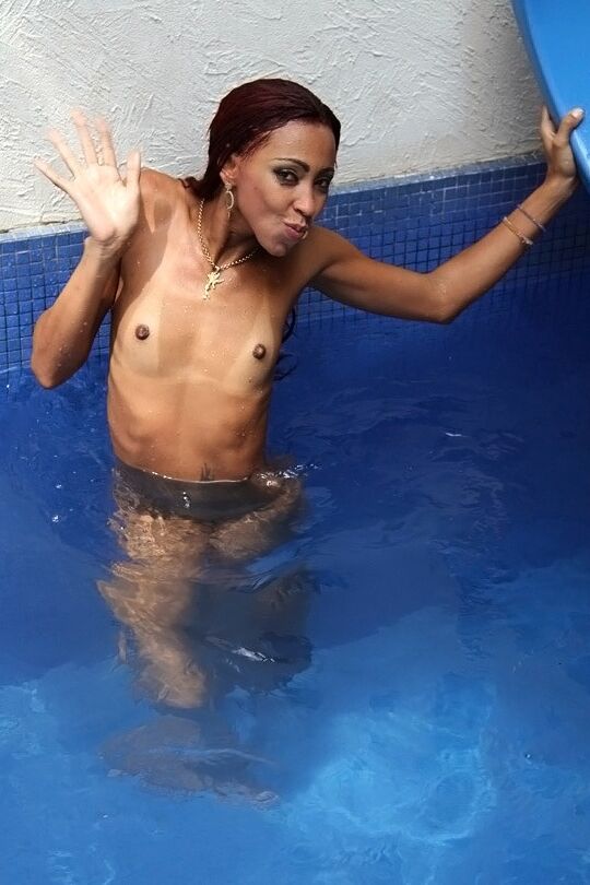 16P Fuckable latina lassie with tiny titties spends some good time in the pool
