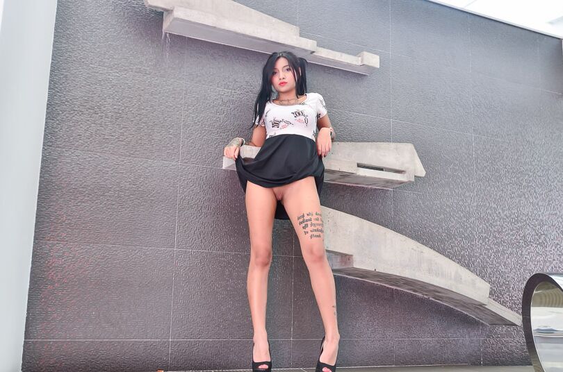 16P Latina cutie Mara baring nice ass and taking selfies of tattooed body