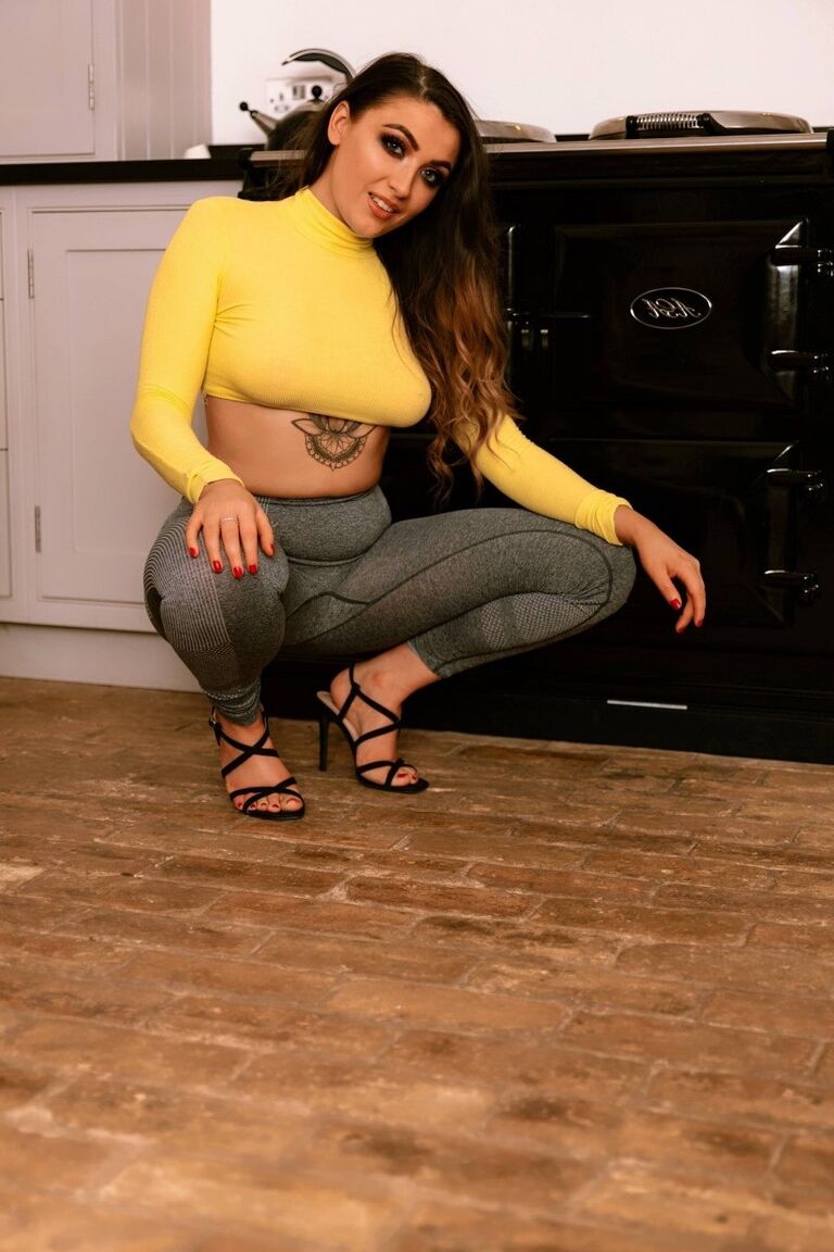 12P Solo model Blossom May goes topless before pulling down yoga pants