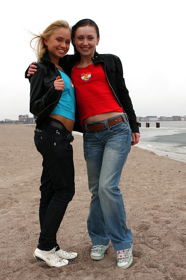 16P Adorable teen lesbians stripping and playing with their toy