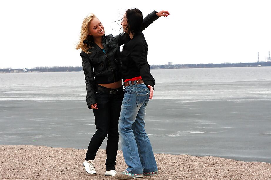 16P Adorable teen lesbians stripping and playing with their toy