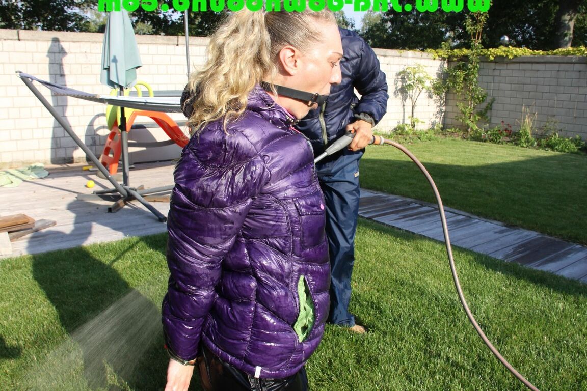 16P Sophie being tied, gagged and watered with cuffs and a ballgag by Sandra both