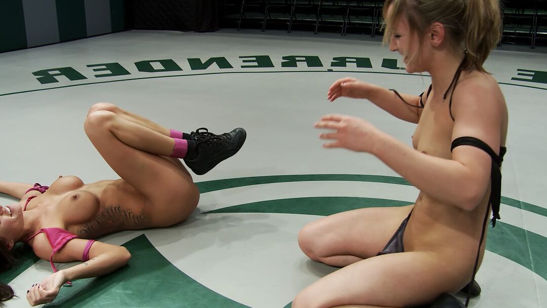 21P Wild brunettes Jessie Cox and Gia DiMarco wrestle, strip and fuck