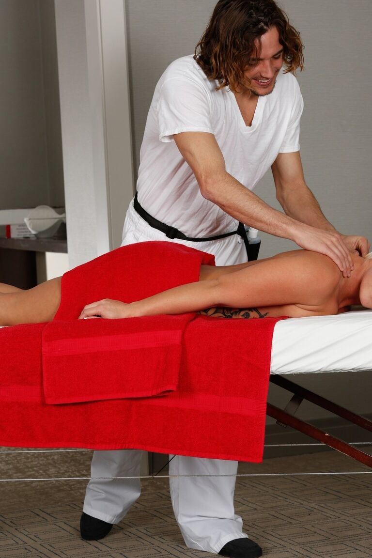 21P Blonde tiny titted babe Cali Carter strips for massage but gets slammed hard