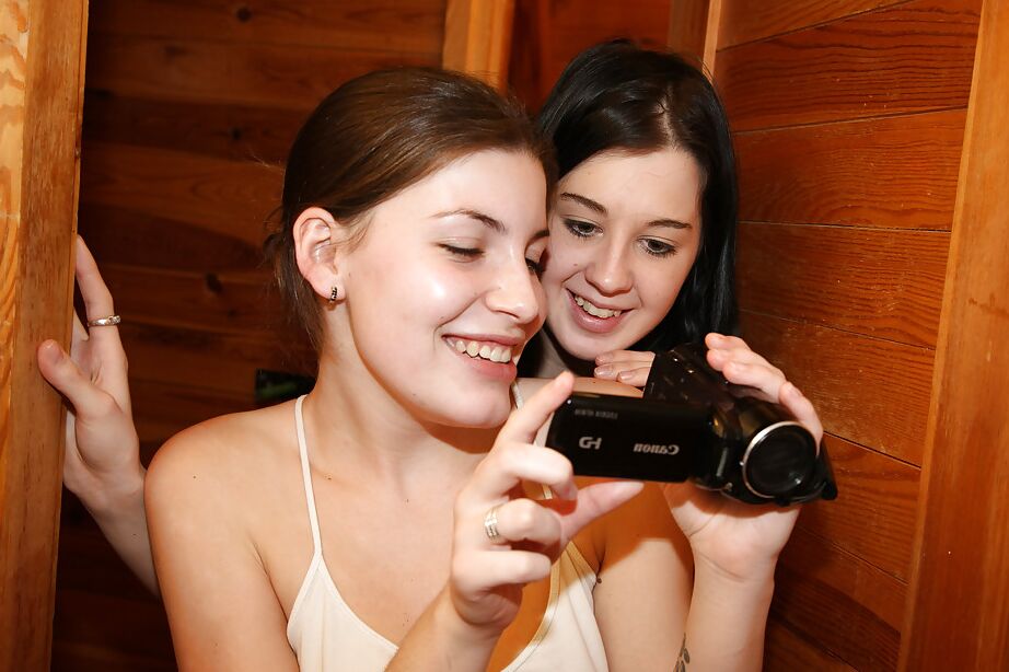 16P Frolic teenage brunettes have some lesbian fun in the shower