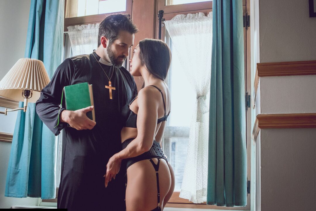 20P Latina girl Lily Hall gets banged by a priest in a garter belt and nylons