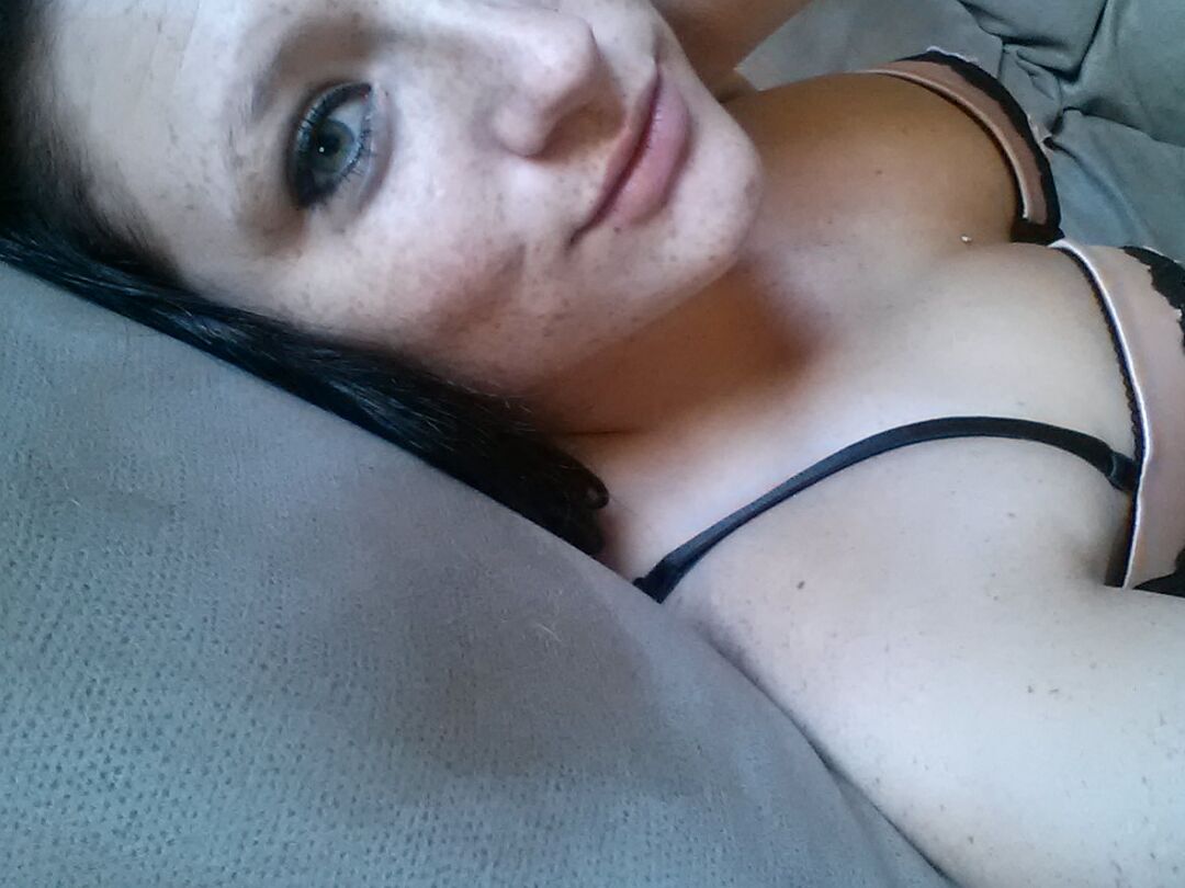 12P Cute model Freckles takes self shot of hot ass in sheer panties & stockings