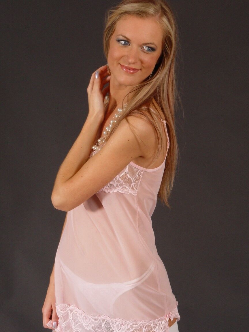 21P Slender model Pippa reveals her tiny tits & poses in stunning sheer stockings
