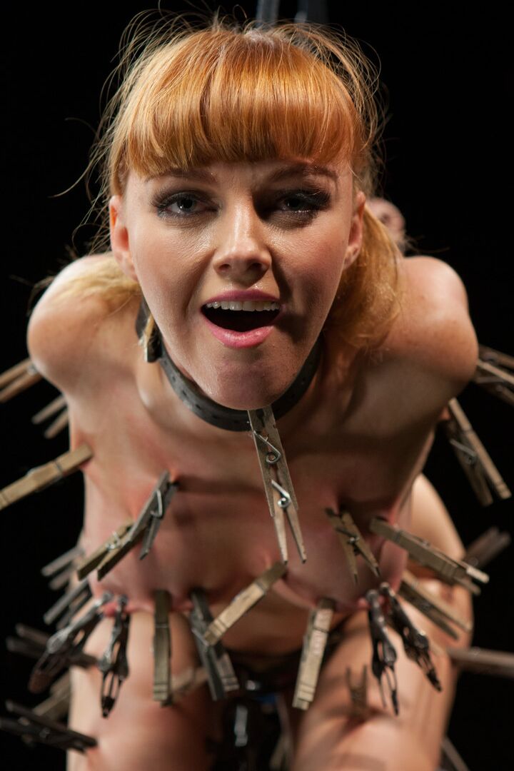 21P Tied up redhead Marie McCray getting tortured by her master in the dungeon