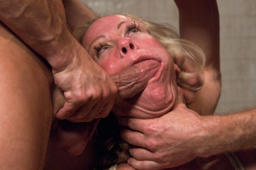 20P 48yo blonde Simone Sonay gets fucked roughly while tied up to a table