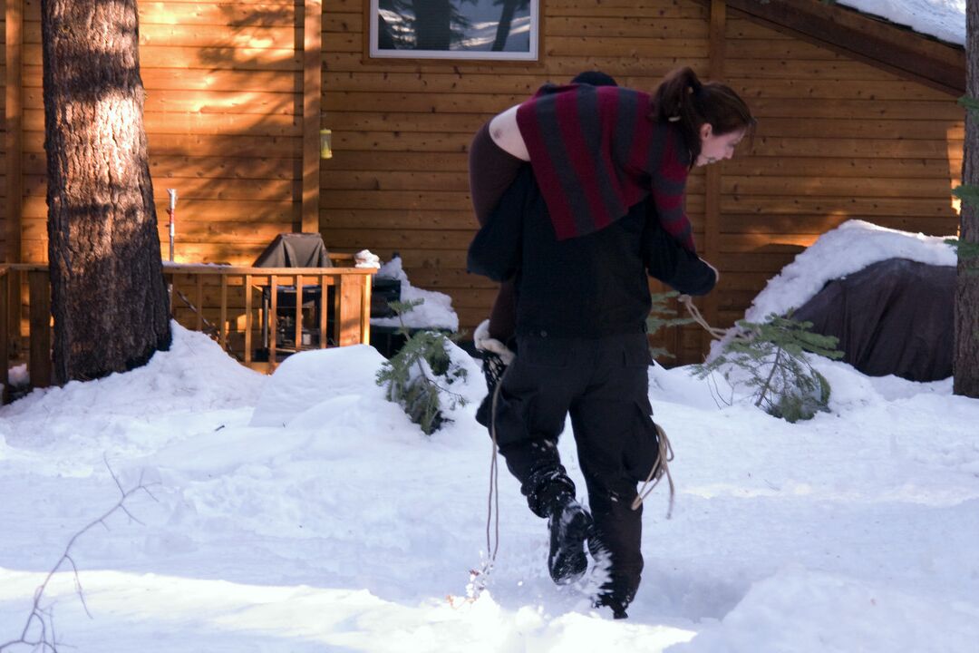 21P Hot babe Amber Keen gets tied to a tree and tortured on a cold winter day