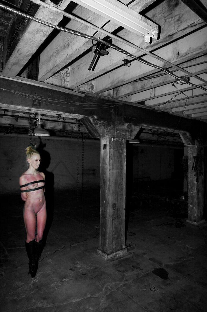 17P Tightly bound female sub turns red with pain & blue from lack of circulation