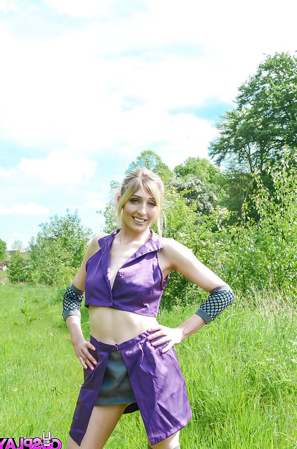16P Kinky blonde babe Jessica Jensen playing around in a ninja outfit