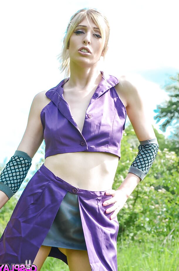 16P Kinky blonde babe Jessica Jensen playing around in a ninja outfit
