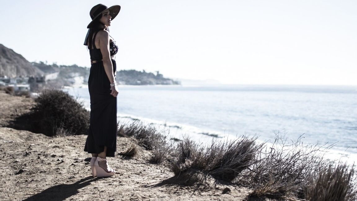 15P Caroline Cytherea is waiting around in a stunning dress, clearly planning to
