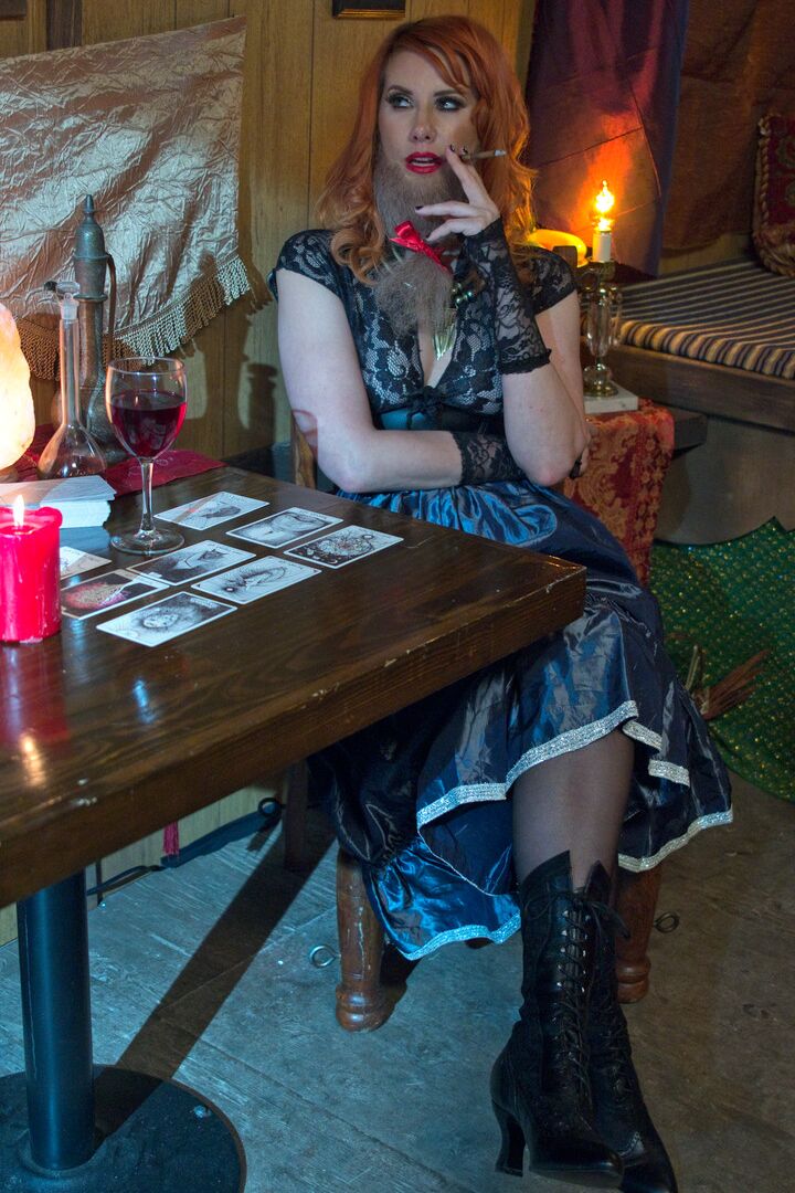 16P Fortune teller Maitresse Madeline Marlowe jerks cock while foretelling future