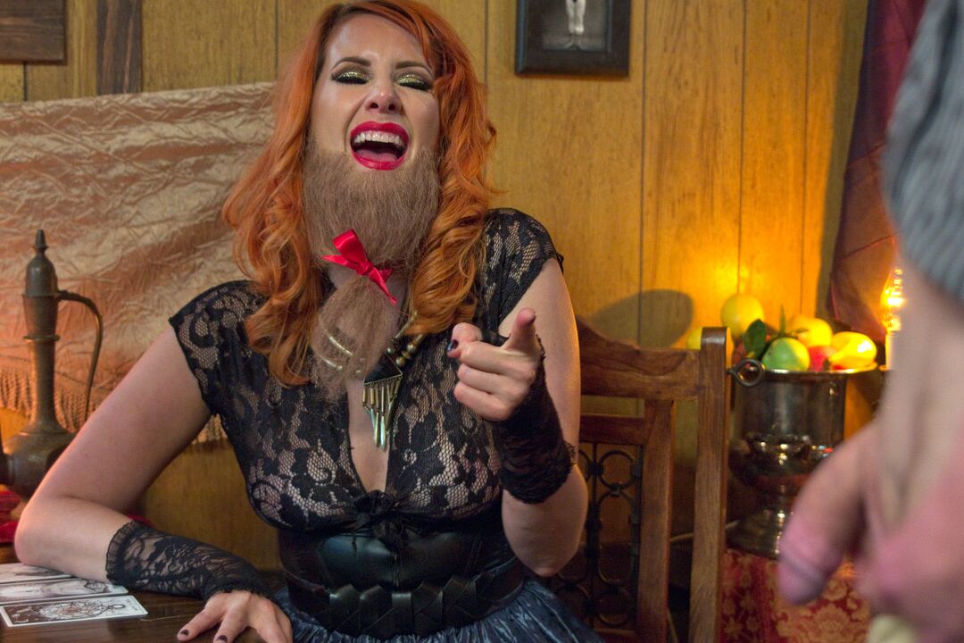 16P Fortune teller Maitresse Madeline Marlowe jerks cock while foretelling future