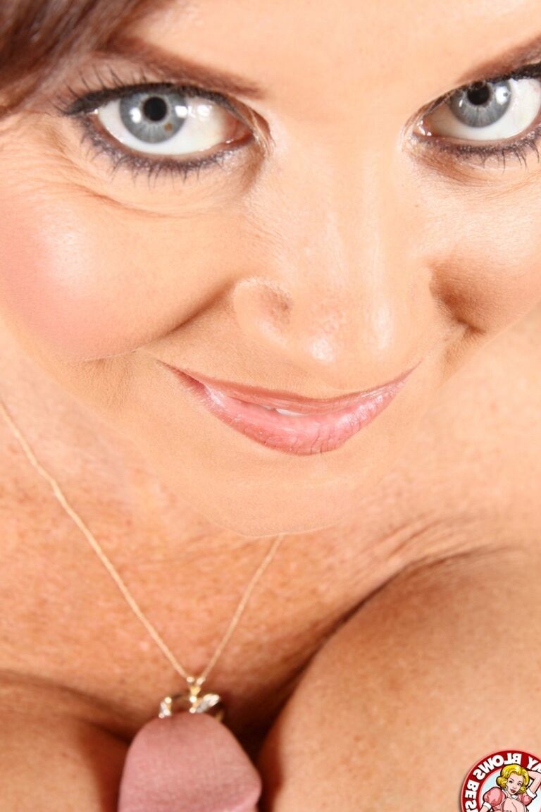 21P Bosomy Janet Mason blows & tit-fucks a big cock then lets it cum in her mouth