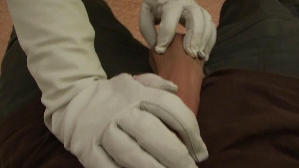 16P Fotos Guantes Largos De Cuero Blanco Mamada