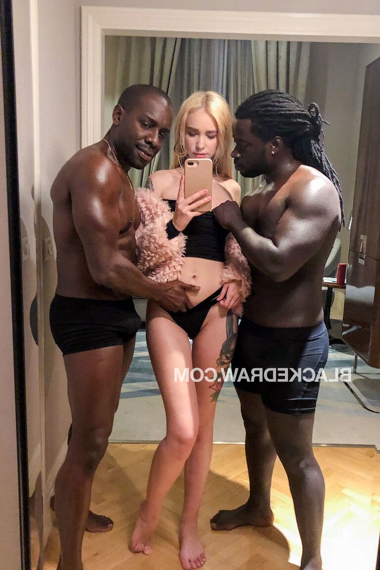 21P Petite blonde with a big ass Arteya gives two big black dicks a DP ride