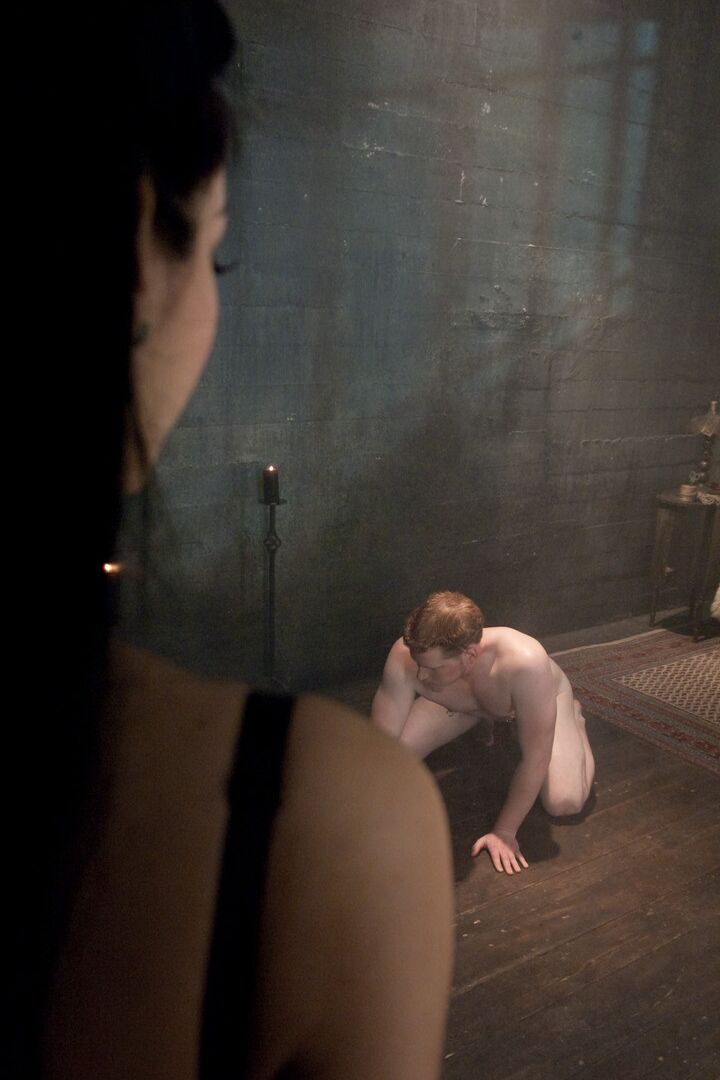 21P Domina January Seraph spanks her slave and tortures his dick and balls