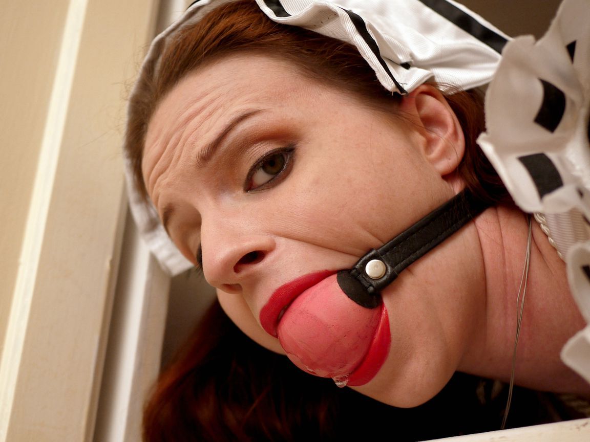 15P Caucasian maid Claire Adams finds herself ballgagged and bound in closet